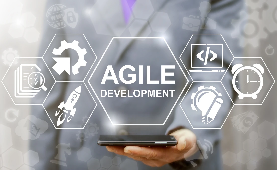 Agile icons showing the flow of software development